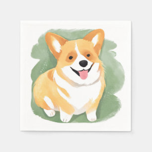 Corgi Hond   Mooie Hondenras Waterverf Servet