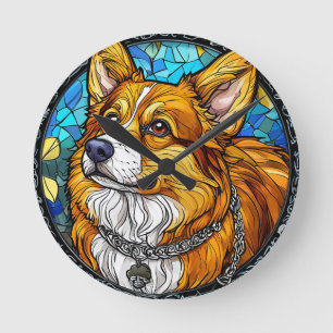 Corgi Hond Portret Puppy Muur Decoratie Ronde Klok