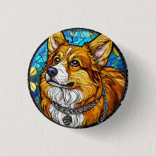 Corgi Hond Portret Ronde Button 3,2 Cm