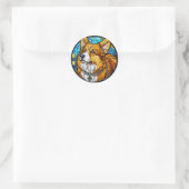 Corgi Hond Portret Ronde Sticker (Tas)