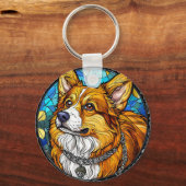 Corgi Hond Portret Sleutelhanger (Achterkant)