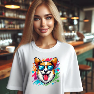 Corgi Hond Pret gezicht Tri-Blend Shirt