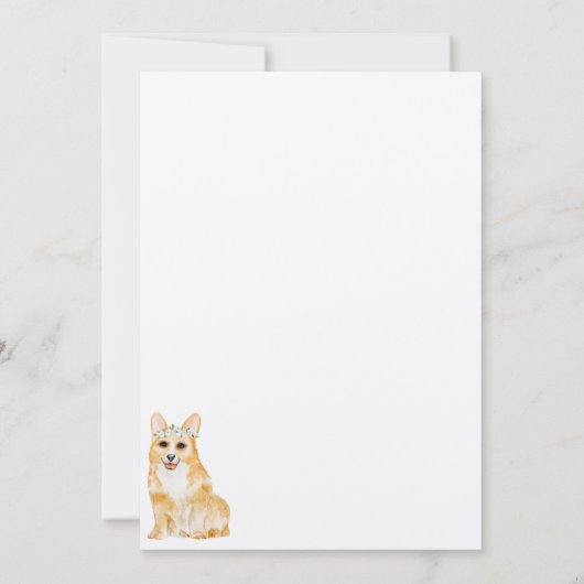 Corgi hond puppy bruiloft kalligrafie kaart (Achterkant)