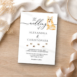 Corgi hond puppy Huwelijkscalligrafie Kaart