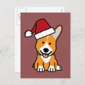 Corgi hond puppy Pembroke Welsh Kerstmis Santa hoe Feestdagenkaart (Voorkant / Achterkant)