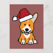 Corgi hond puppy Pembroke Welsh Kerstmis Santa hoe Feestdagenkaart (Voorkant)
