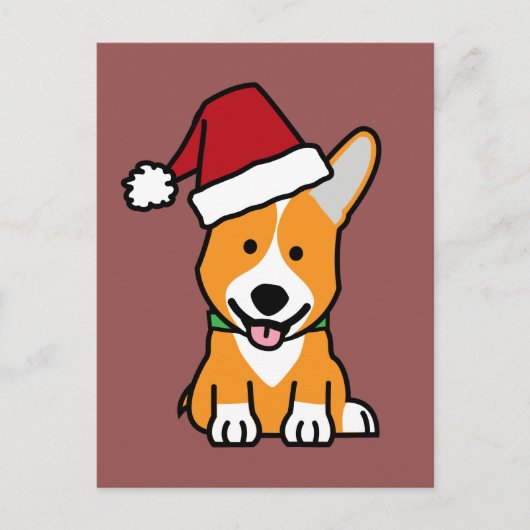 Corgi hond puppy Pembroke Welsh Kerstmis Santa hoe Feestdagenkaart (Voorkant)