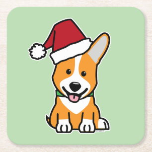 Corgi hond puppy Pembroke Welsh Kerstmis Sinterkla Kartonnen Onderzetters