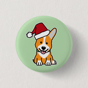 Corgi hond puppy Pembroke Welsh Kerstmis Sinterkla Ronde Button 3,2 Cm