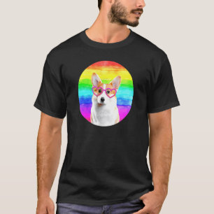 Corgi Hond Regenboog Roze Hart Bril Schattig Dier T-shirt