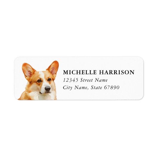 Corgi-hond retouradreslabels etiket (Voorkant)