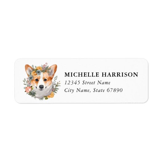 Corgi-hond retouradreslabels etiket (Voorkant)