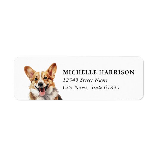 Corgi-hond retouradreslabels etiket (Voorkant)