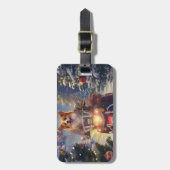 Corgi Hond Rijden Motorfiets Kerstmis Bagagelabel (Voorkant verticaal)