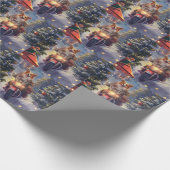 Corgi Hond Rijden Motorfiets Kerstmis Cadeaupapier (Hoek)