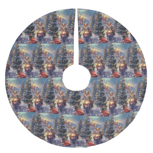 Corgi Hond Rijden Motorfiets Kerstmis Kerstboom Rok (Voorkant)