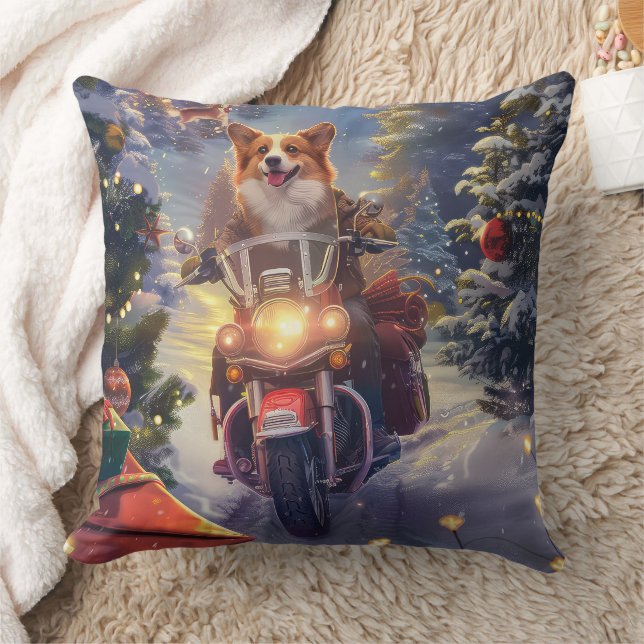 Corgi Hond Rijden Motorfiets Kerstmis Kussen (Deken)