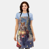 Corgi Hond Rijden Motorfiets Kerstmis Schort (Gedragen)