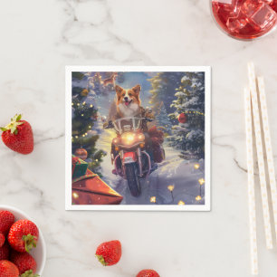 Corgi Hond Rijden Motorfiets Kerstmis Servet