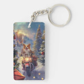 Corgi Hond Rijden Motorfiets Kerstmis Sleutelhanger (achterkant)