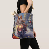 Corgi Hond Rijden Motorfiets Kerstmis Tote Bag (Dichtbij)