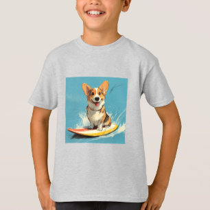 Corgi-hond rijdt op surfplank t-shirt