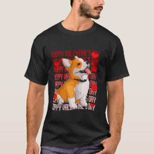 Corgi Hond Rode Harten Gelukkige Valentijnsdag Jon T-shirt