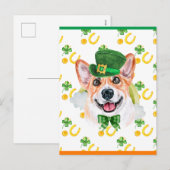 Corgi Hond Shamrock St. Patricks Dag Feestdagenkaart (Voorkant / Achterkant)