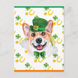 Corgi Hond Shamrock St. Patricks Dag Feestdagenkaart