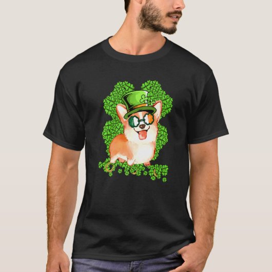 Corgi Hond Shamrock St. Patrick's Dag T-shirt (Voorkant)