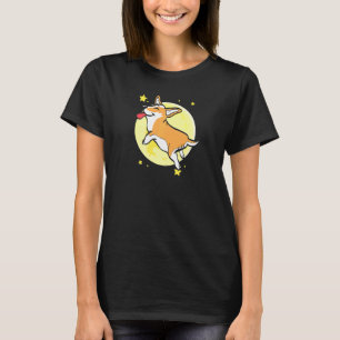 Corgi-hond springt over de maan Schattige huisdier T-shirt