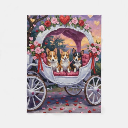 Corgi Hond Valentijnsdag Fleece Deken (Voorkant)