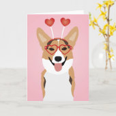 Corgi Hond Valentijnsdag Kaart (Gele Bloem)