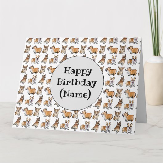 Corgi-hond verjaardagskaart kaart (Voorkant)