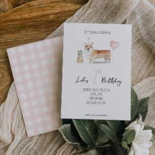 Corgi hond verjaardagsuitnodiging - Meisje Kaart