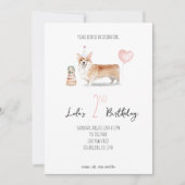 Corgi hond verjaardagsuitnodiging - Meisje Kaart (Voorkant)