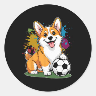 Corgi-hond Voetbal Byll Sportteam Dier Ronde Sticker