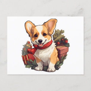 Corgi hond Vrolijk Kerstfeest en Gelukkig Nieuwjaa Feestdagenkaart