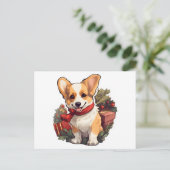 Corgi hond Vrolijk Kerstfeest en Gelukkig Nieuwjaa Feestdagenkaart (Staand voorkant)