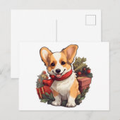 Corgi hond Vrolijk Kerstfeest en Gelukkig Nieuwjaa Feestdagenkaart (Voorkant / Achterkant)