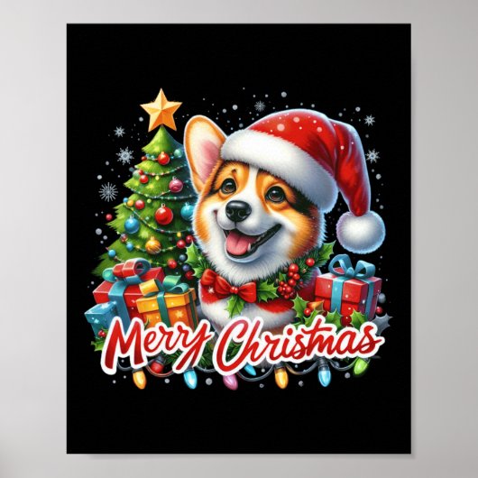 Corgi Hond Vrolijk Kerstfeest Kerst Matching Kerst Poster (Voorkant)
