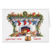 Corgi Hond Wachten voor Kerstmis Open haard (Voorkant Horizontaal)