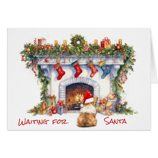 Corgi Hond Wachten voor Kerstmis Open haard (Voorkant Horizontaal)