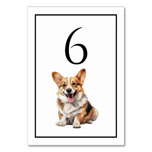 Corgi-hond-watercolor tafelnummer (Voorkant)