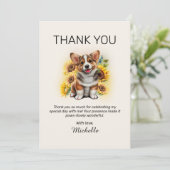 Corgi-hond Zonnebloemen Verjaardag Bedankt (Staand voorkant)