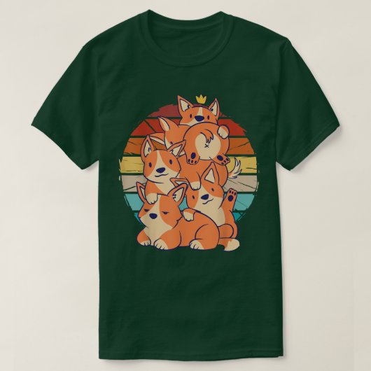  Corgi-honden bovenop elkaar Corgi T-shirt (Design voorkant)
