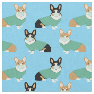 corgi - honden in de wc lichtblauw stof