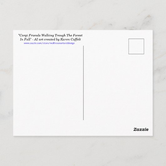 Corgi honden in een bosrijke stroom met herfstkleu briefkaart (Achterkant)