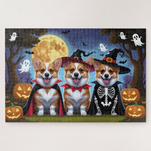 Corgi Honden Pompoen Halloween Grappig Legpuzzel (Horizontaal)