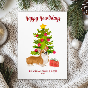 Corgi-hondenfamilie Kerstmis Feestdagenkaart